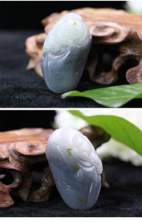 baocl/宝传隆盛 精选新疆天然和田玉 和田玉青花童子献如意吊坠挂件