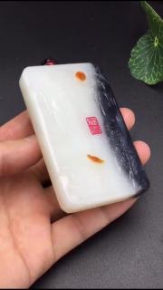 6800买了个和田玉俄料青花山水牌子,买贵了没?